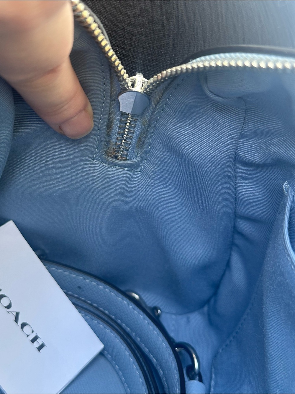 COACH Rowan Gray Twilight Blue Leather Crossbody Purse Bag Silver Hardware 79946 - Picture 16 of 17